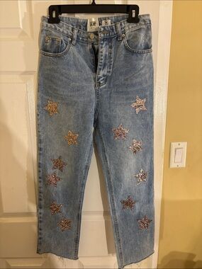 Light Blue Women's Star Embellished Jeans